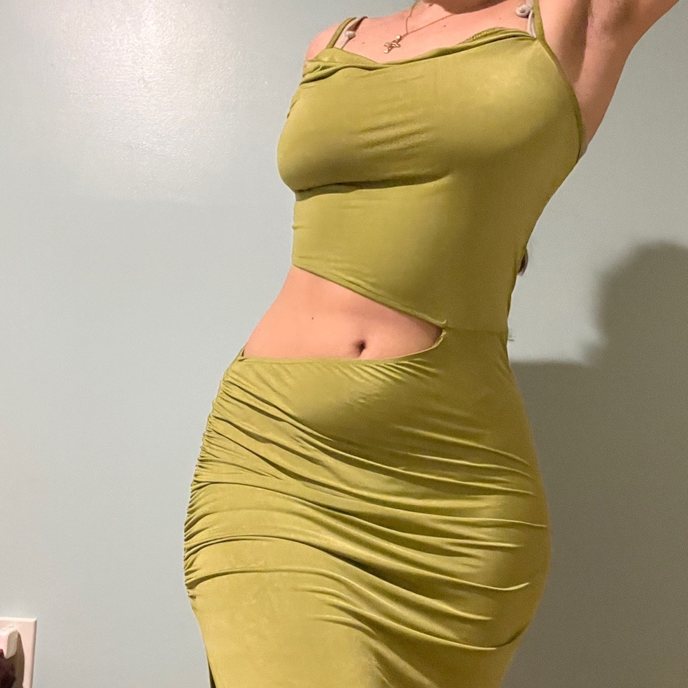 PLT deadstock dress olive green